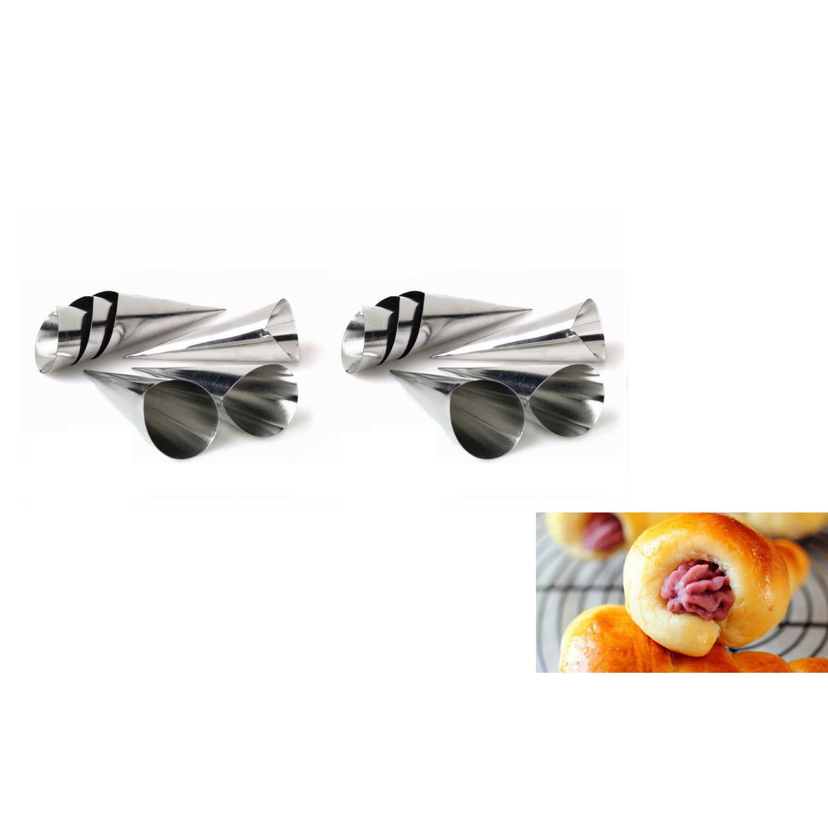 GENERICO - 12 Conos Molde Para Cannoli Cachito Pan Danes