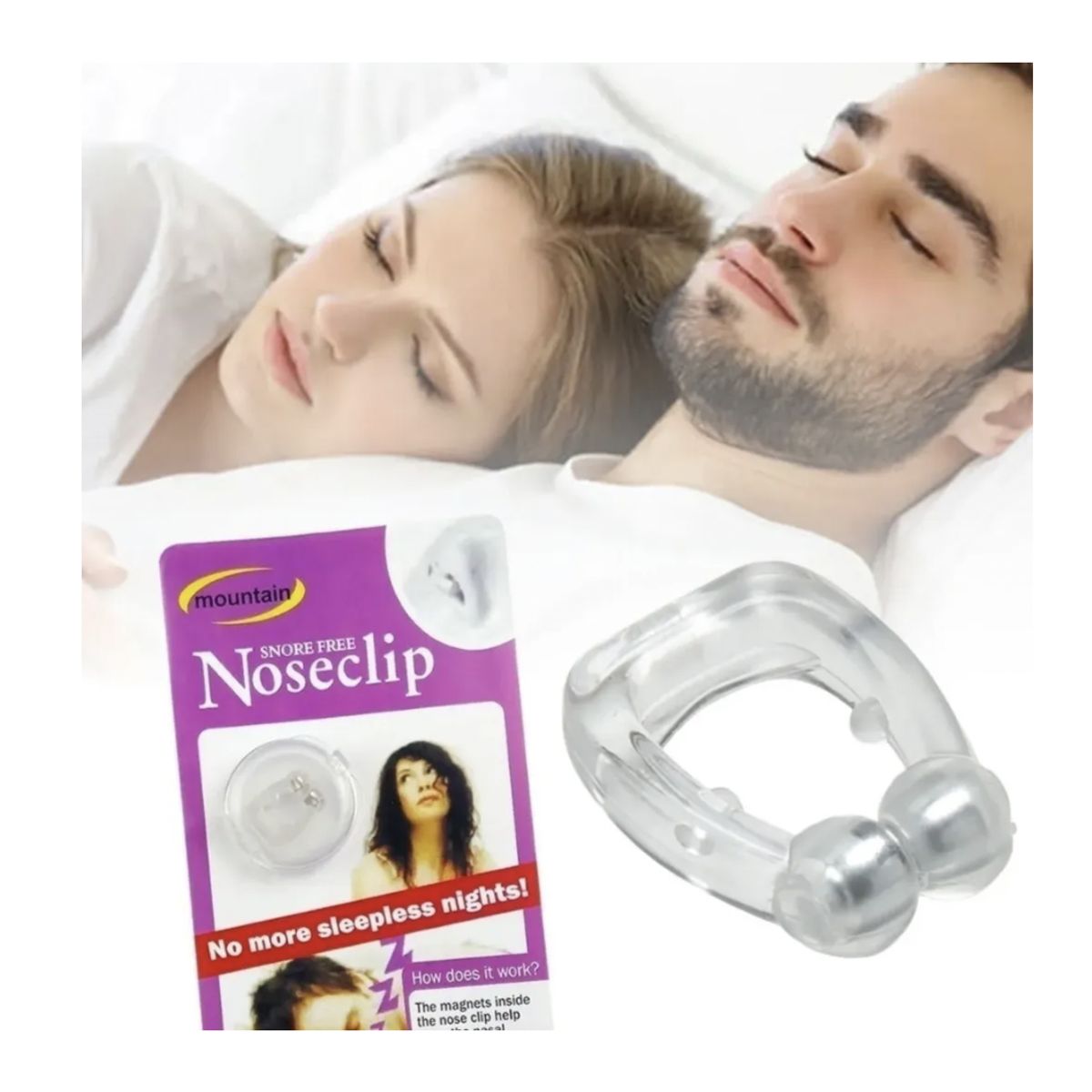 GENERICO - 3x Anillo Anti Ronquidos Nose Clip Imanes Biomagnetico Roncar