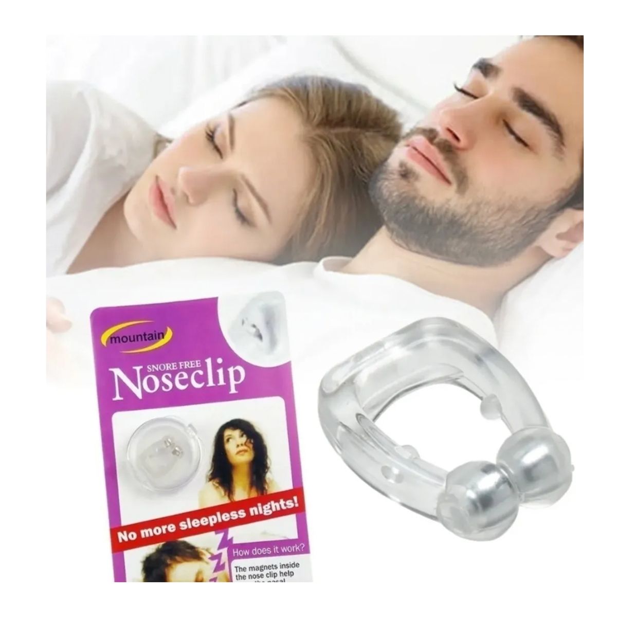 GENERICO - 3x Anillo Anti Ronquidos Nose Clip Imanes Biomagnetico Roncar