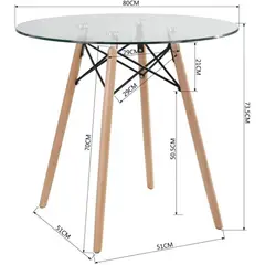 OH MI HOGAR - Comedor Redondo Mesa de Vidrio 80cm + 4 Sillas Eames Clásicas Gris