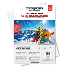 PACIFIC COLOR - Papel Inkjet Alta Resolucion Formato A4 100 Hojas 108gr