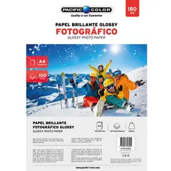 PACIFIC COLOR - Papel Fotográfico Glossy 100 Hojas Formato A4 180gr