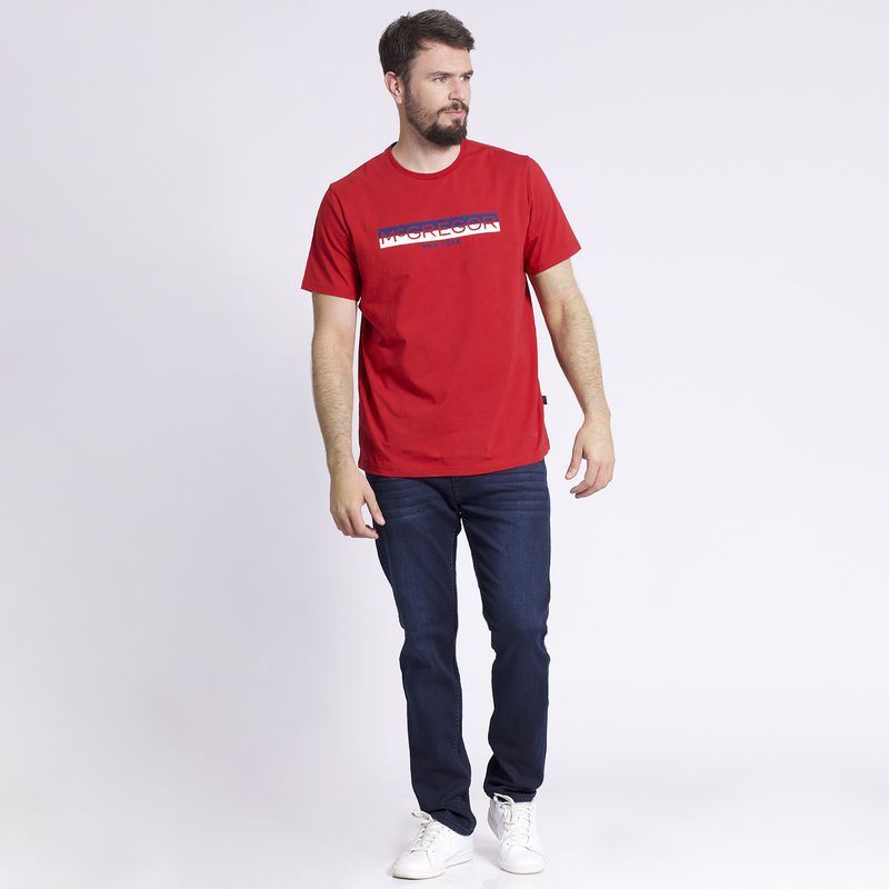 MCGREGOR - Polera Manga Corta Estampado Texturado Regular Fit Jersey Rojo MCGREGOR