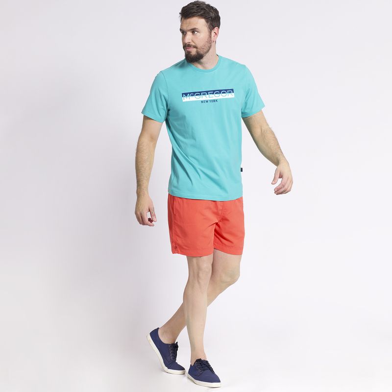 MCGREGOR - Polera Manga Corta Estampado Texturado Regular Fit Jersey Turquesa MCGREGOR