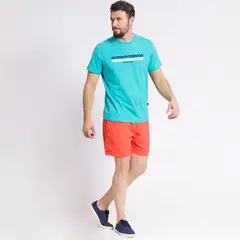 MCGREGOR - Polera Manga Corta Estampado Texturado Regular Fit Jersey Turquesa