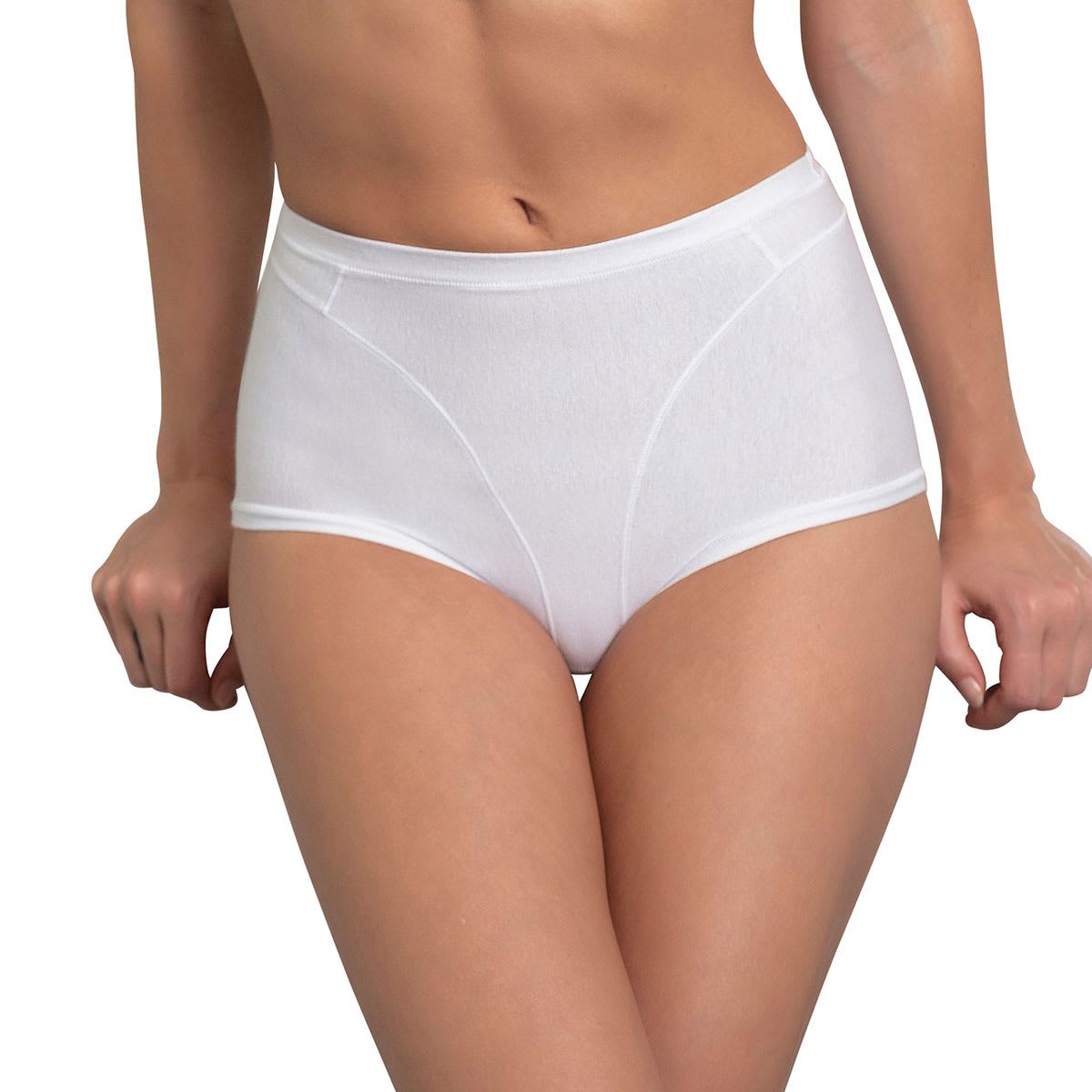 LEONISA - Calzón clásico tiro alto de control de abdomen 01214 Blanco