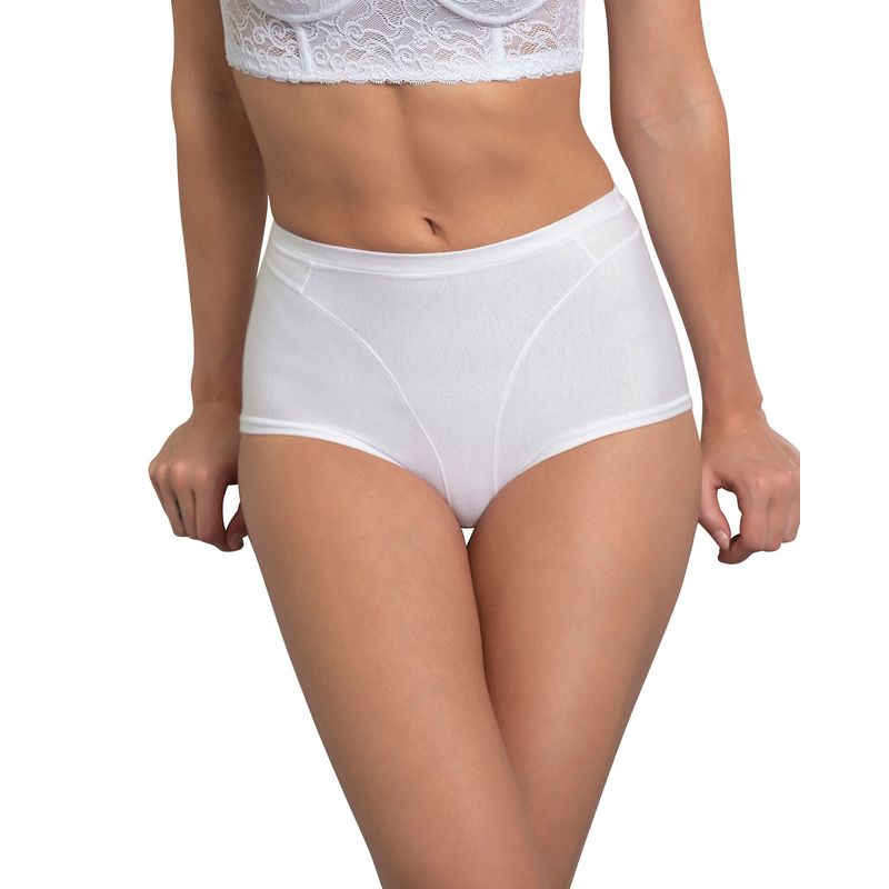 LEONISA - Calzón clásico tiro alto de control de abdomen 01214 Blanco