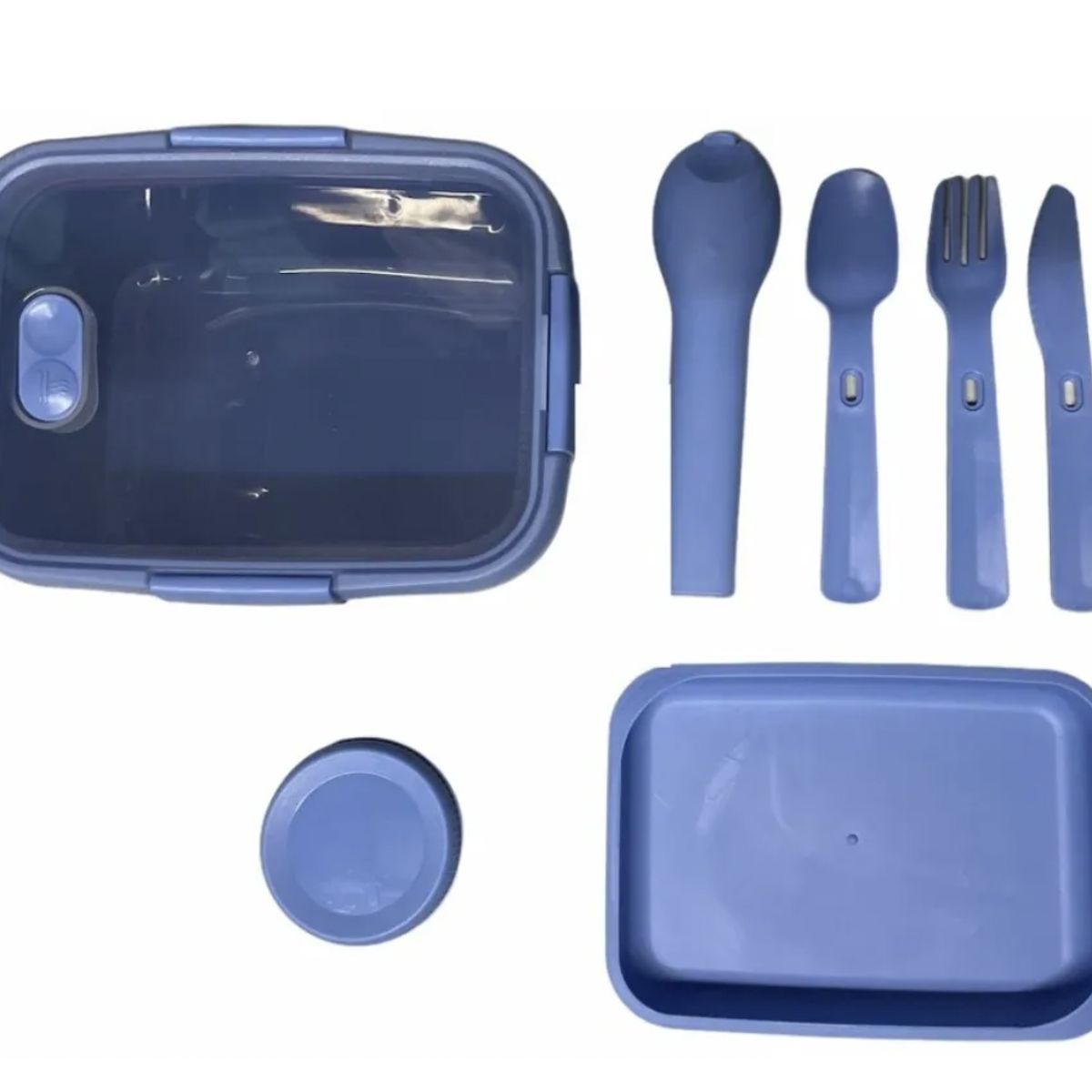 GENERICO - Taper Contenedor De Alimentos Plástico  Cubiertos Bowl Azul