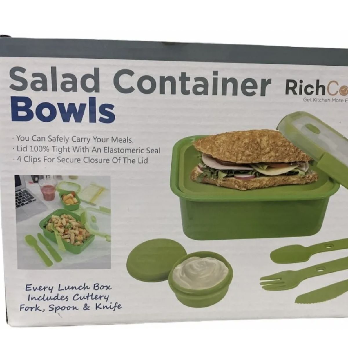 GENERICO - Taper Contenedor De Alimentos Plástico  Cubiertos Bowl Azul