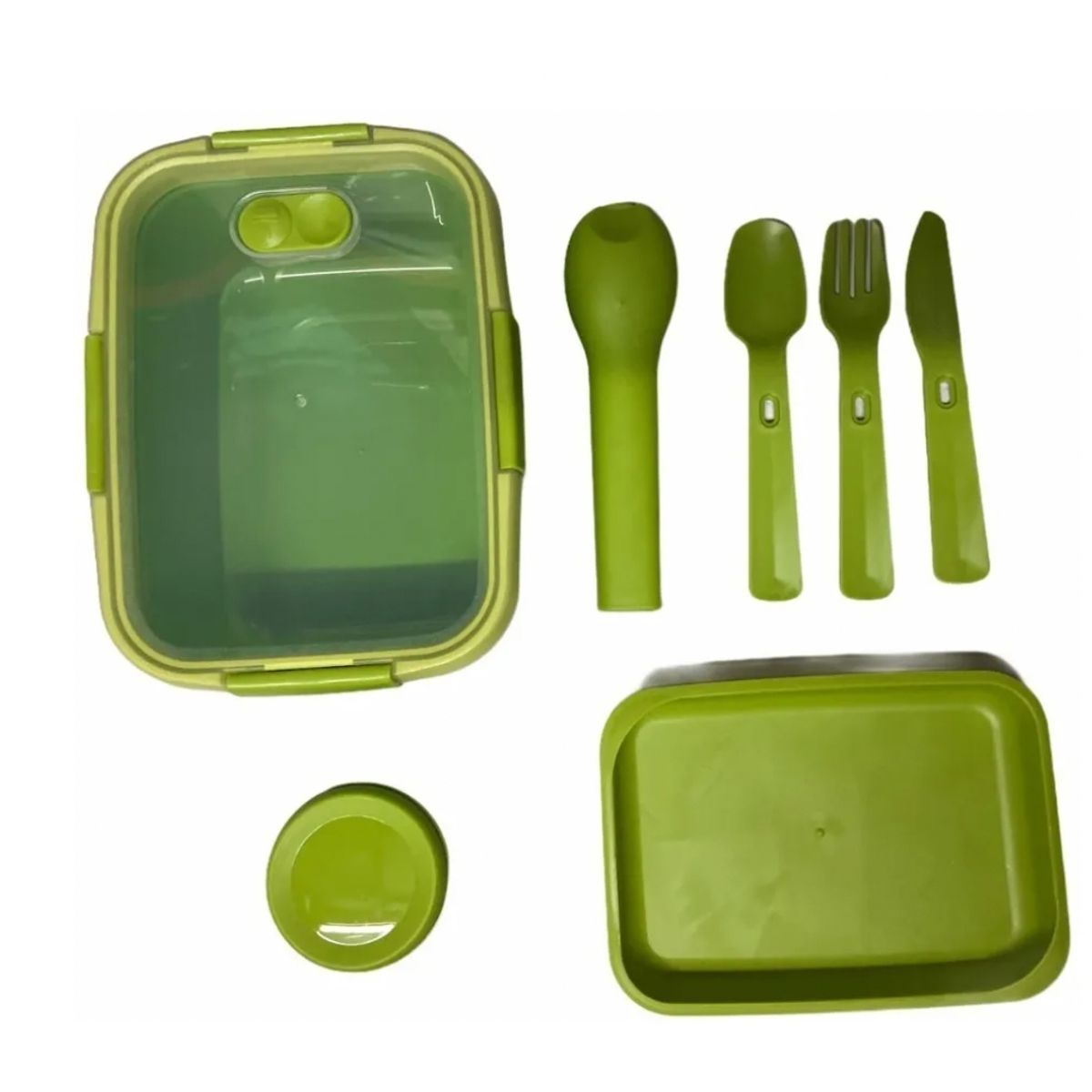 GENERICO - Taper Contenedor De Alimentos Plástico  Cubiertos Bowl verde