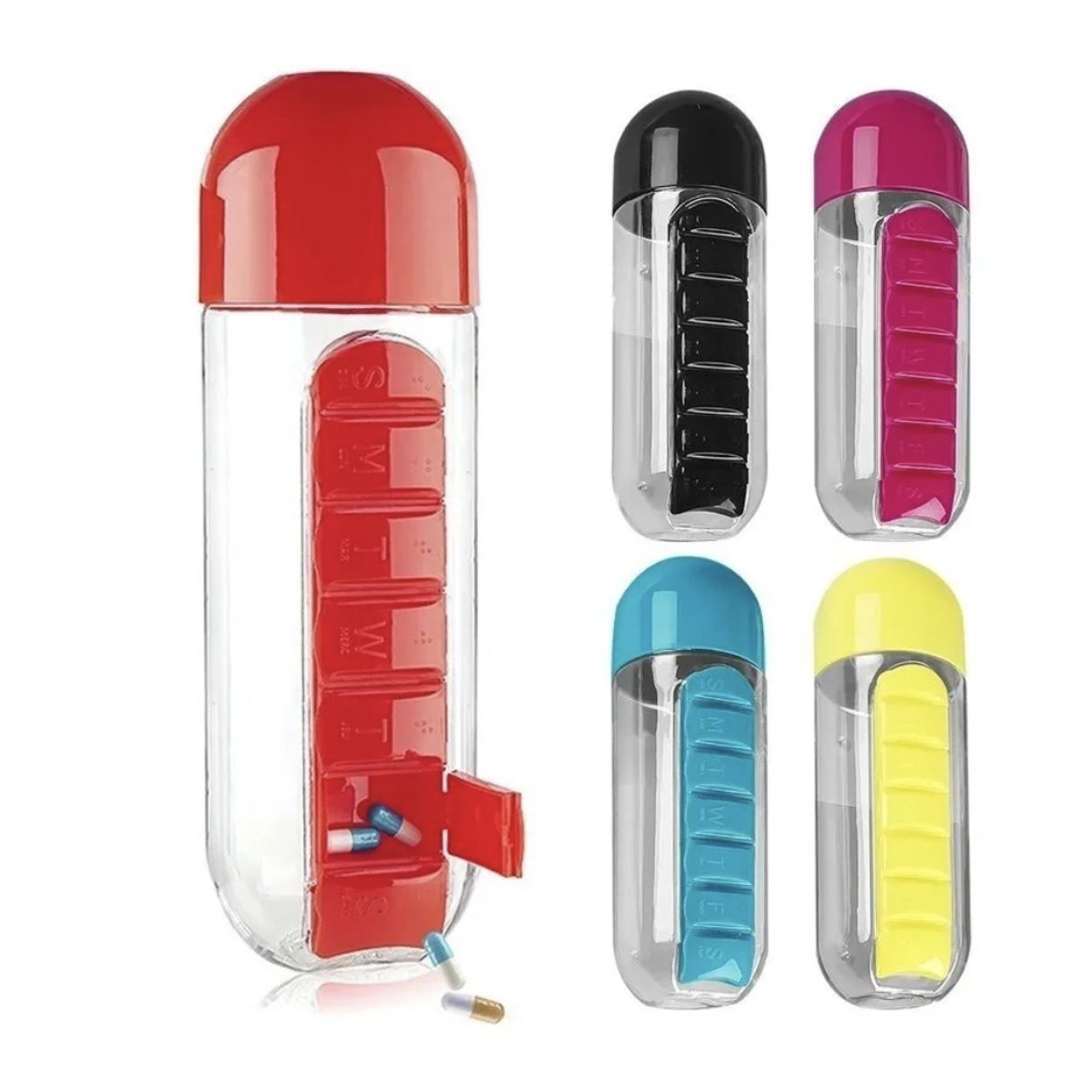 GENERICO - Botella De Agua 600ml  Pastillero Organizador De Pastillas