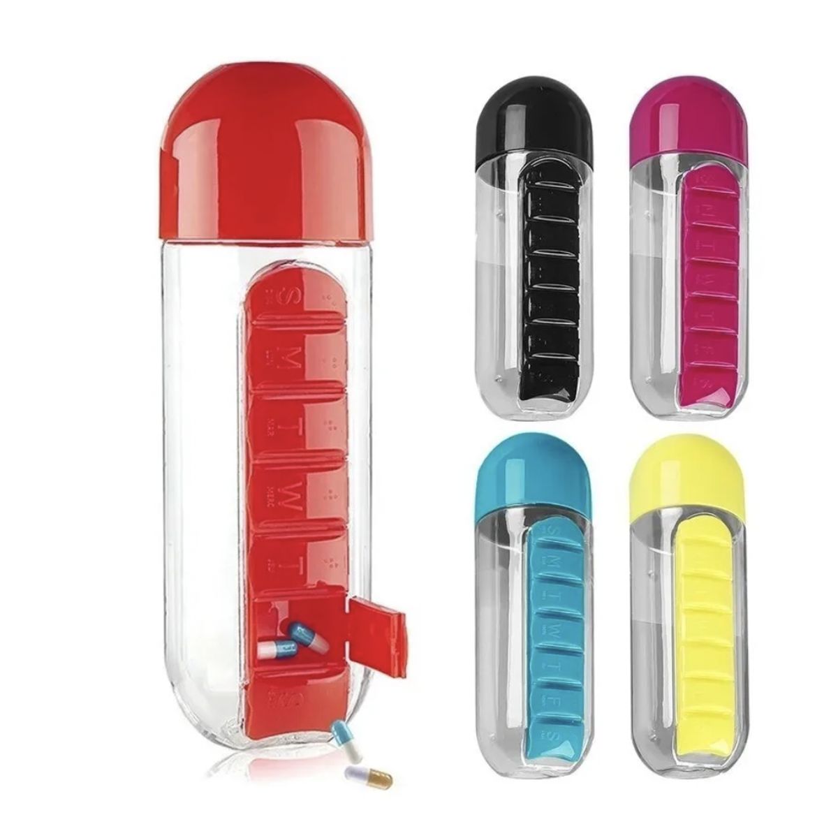 GENERICO - Botella De Agua 600ml  Pastillero Organizador De Pastillas