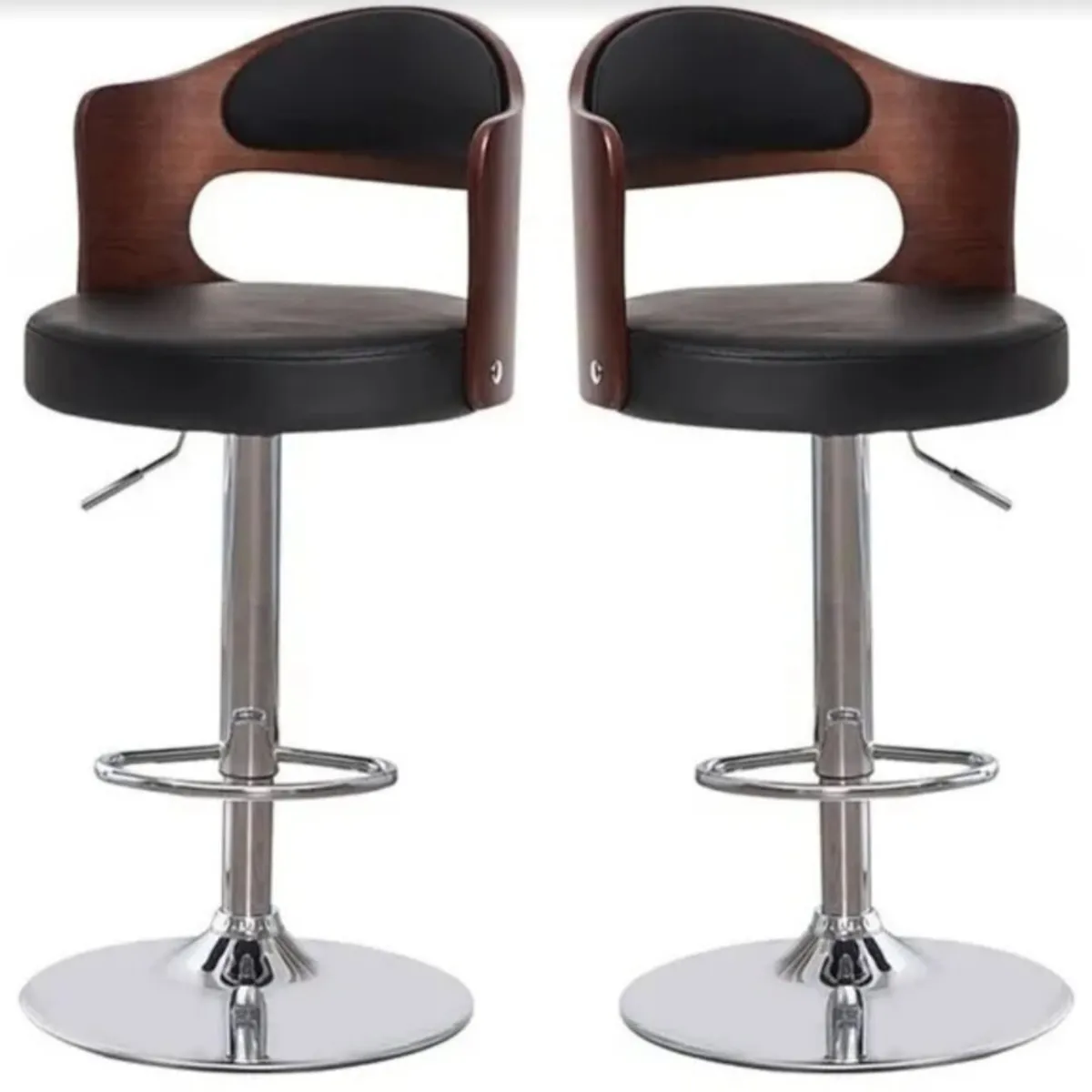 ARTIHOGAR - Pack Sillas Bar Taburete Madera Ecocuero