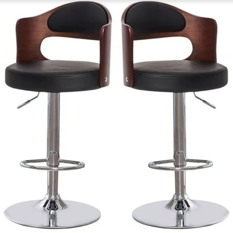 ARTIHOGAR - Pack Sillas Bar Taburete Madera Ecocuero