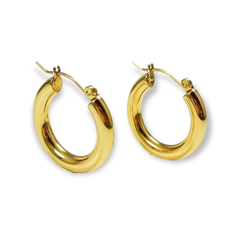 ELBAULDEJUMA - Argollas Aros Bote Minimalista Clasicas Hoop Chapada En Oro 18kl.-