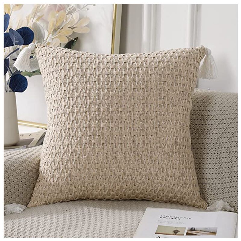 GENERICO - Funda Decorativa Para Cojines Color Beige Medida 45x45 cms.