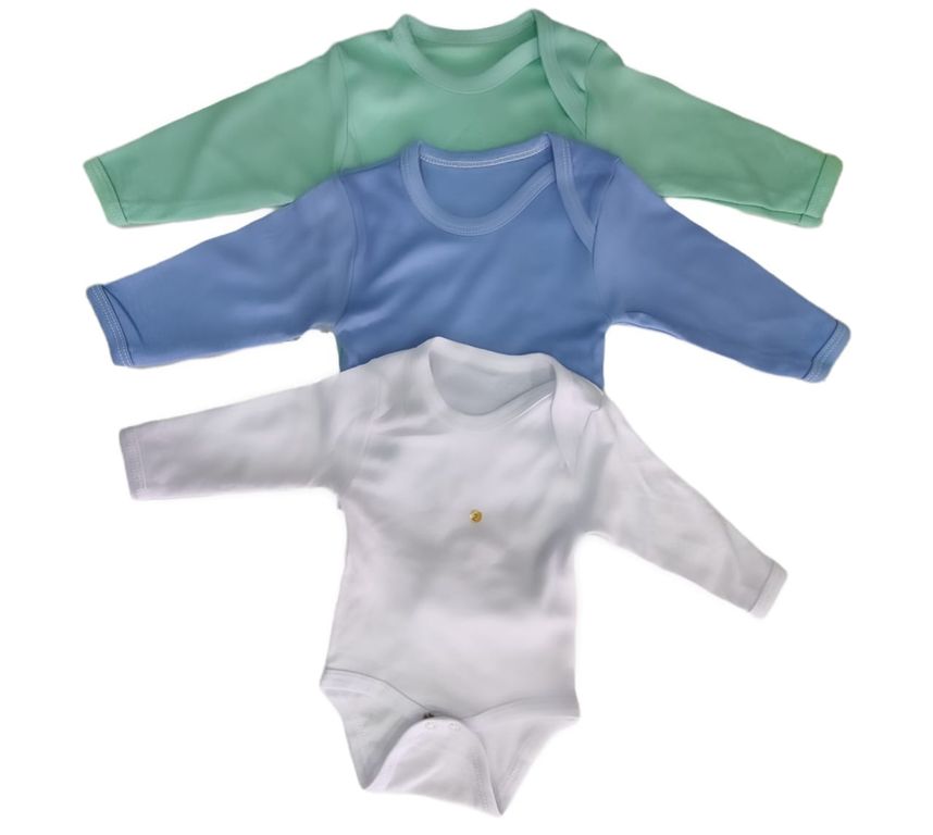 Pack 3 Bodys Bebe Nino 100% Algodon. Multicolor 0-3 MESES