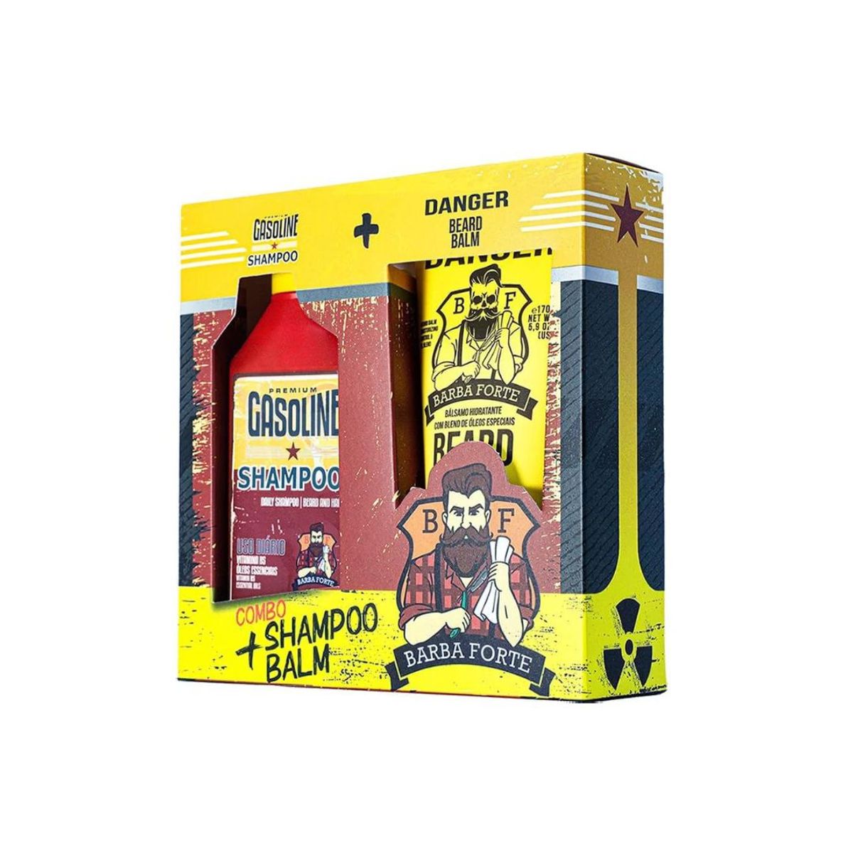 BARBA FORTE - Combo Shampoo Gasoline  Bálsamo Beard Balm Barba Forte