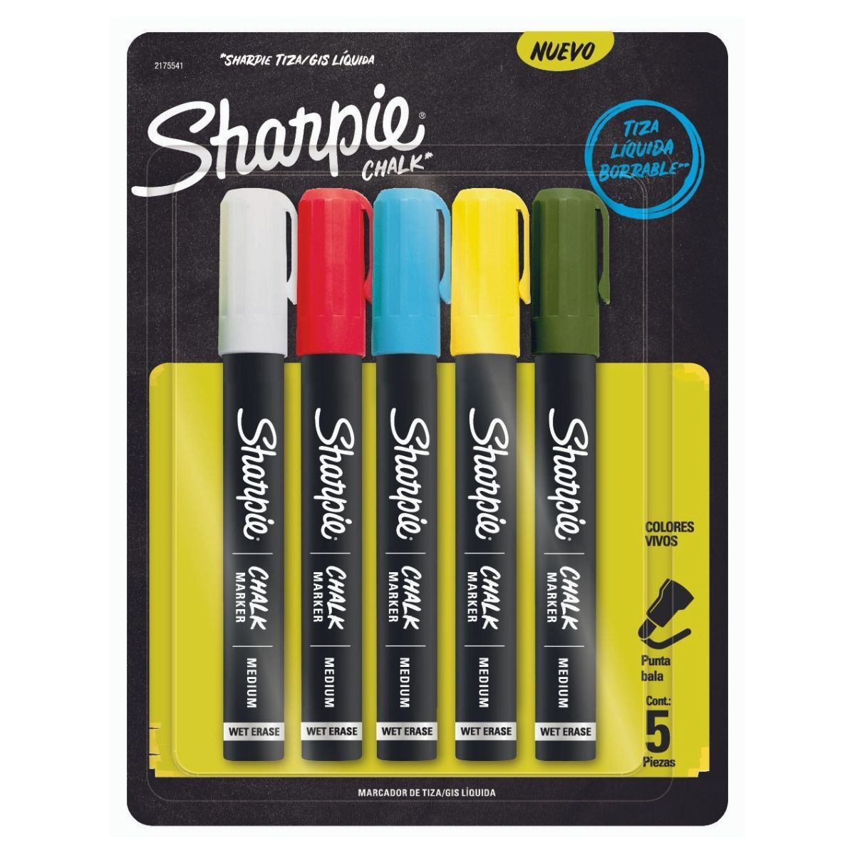 SHARPIE - Set 5 Marcadores Sharpie de Tiza Líquida Borrable Surtido