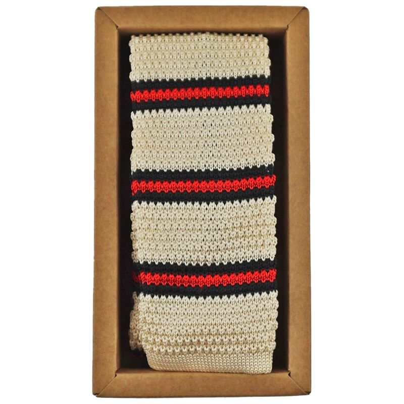 PALMATRI - Corbata Tejida De Punto Palmatri Don Musalem Blanca Rayada