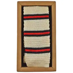 PALMATRI - Corbata Tejida De Punto Don Musalem Blanca Rayada
