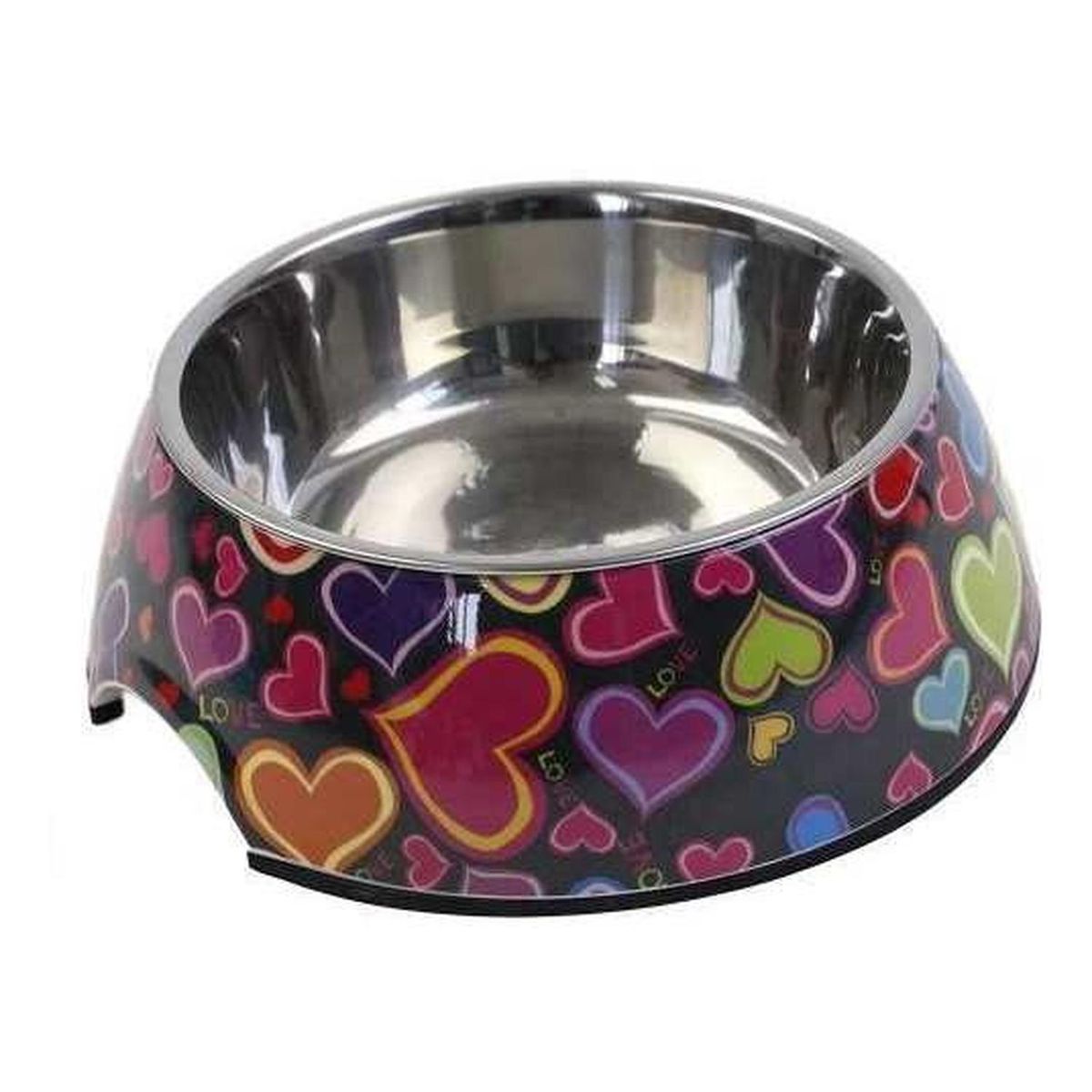 MASCAN - Plato Melamina Motivo Redondo Negro Talla S Perro Mascan