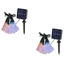 GENERICO - Pack X2 Guirnalda Solar Hada Gotas 20 Led 4 Metros Multicolor