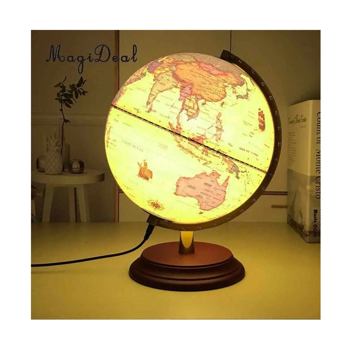 GENERICO - Globo Terráqueo Con Luz Arco Y Base 23 Cm