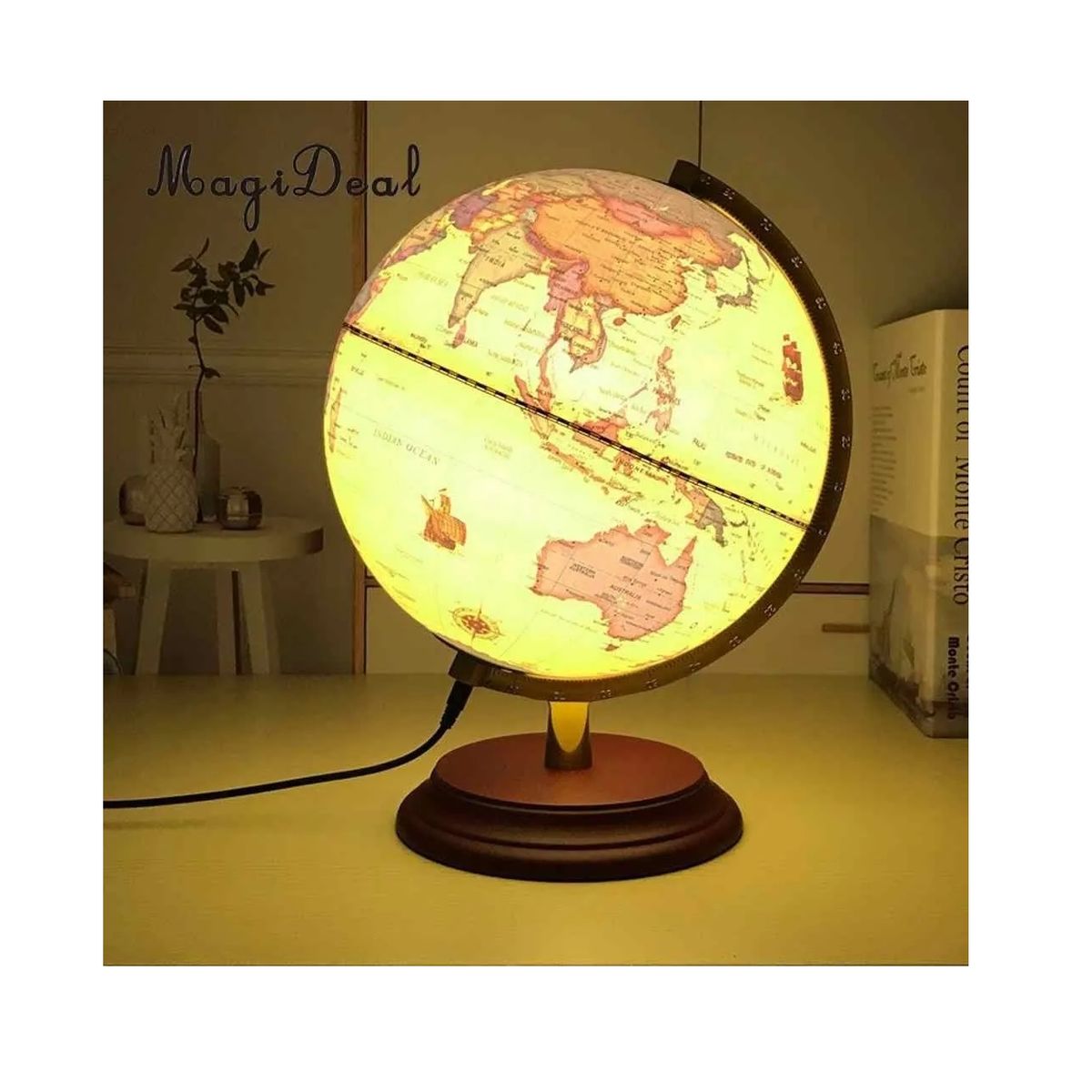 GENERICO - Globo Terráqueo Con Luz Arco Y Base 23 Cm