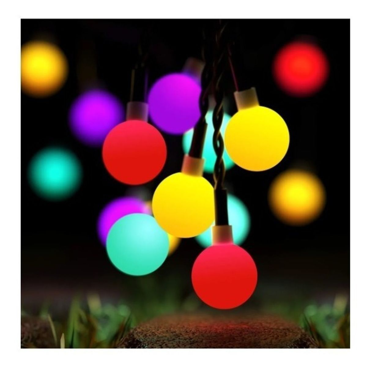 GENERICO - Luces Guirnalda Solar Esferas Led Blancas Multicolor