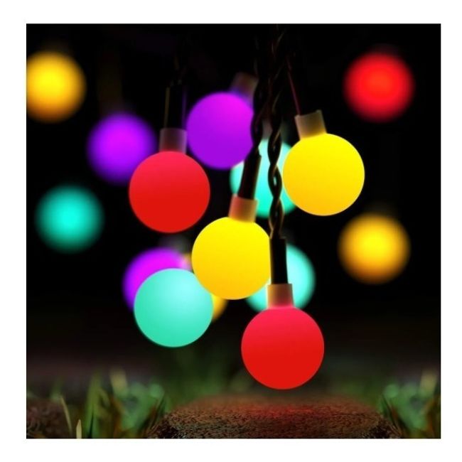 GENERICO - Luces Guirnalda Solar Esferas Led Blancas Multicolor