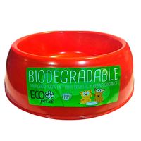 Plato mascota biodegradable bambu redondo grande rojo