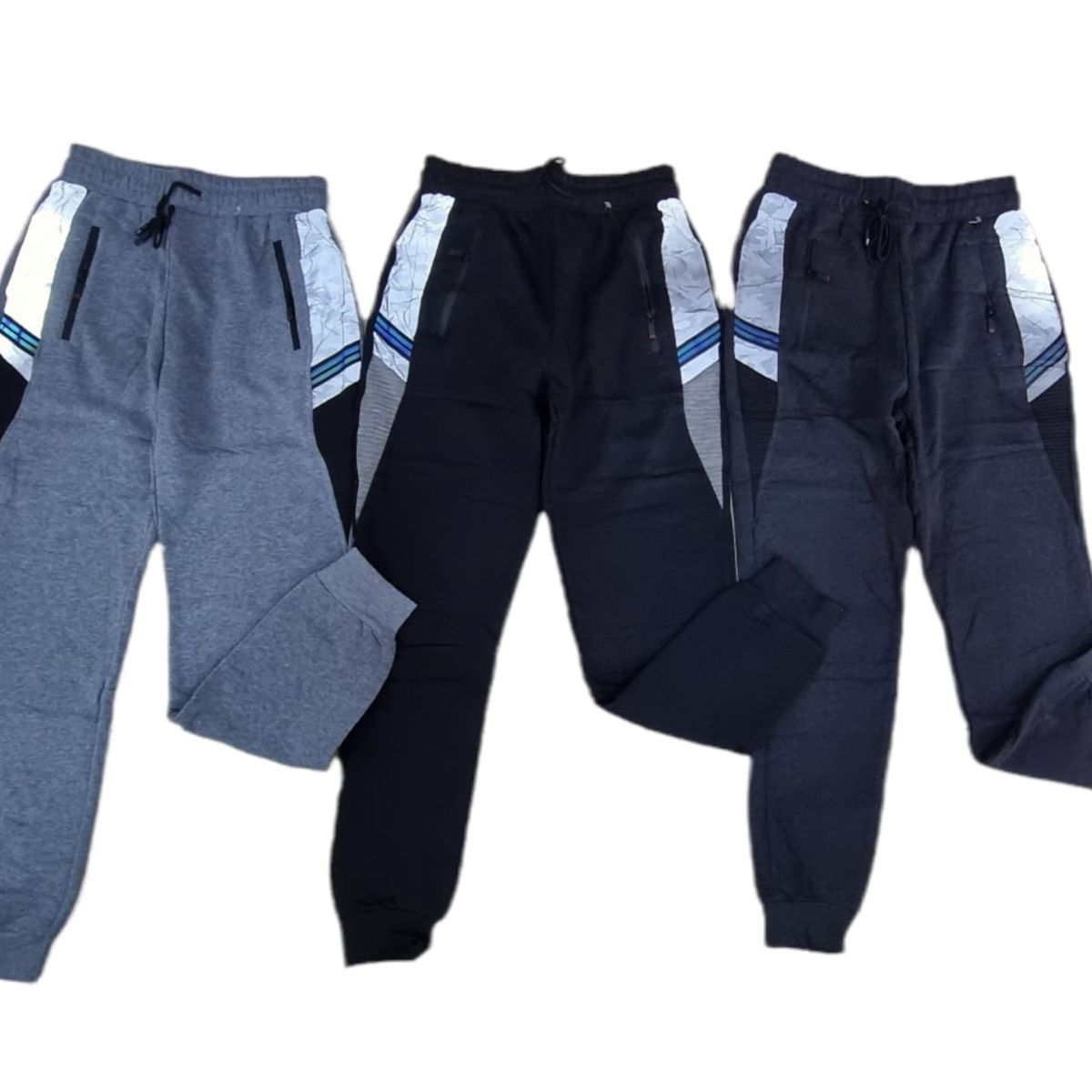 AGW - Pack 3 Pantalones Buzo Hombre Algodón. Jogger Franja Surtidos.