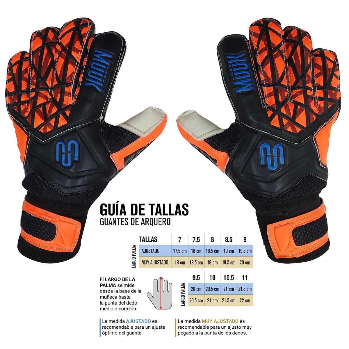 MUUK - Guantes de Arquero Muuk Classic con Ferulas y Cierre Velcro