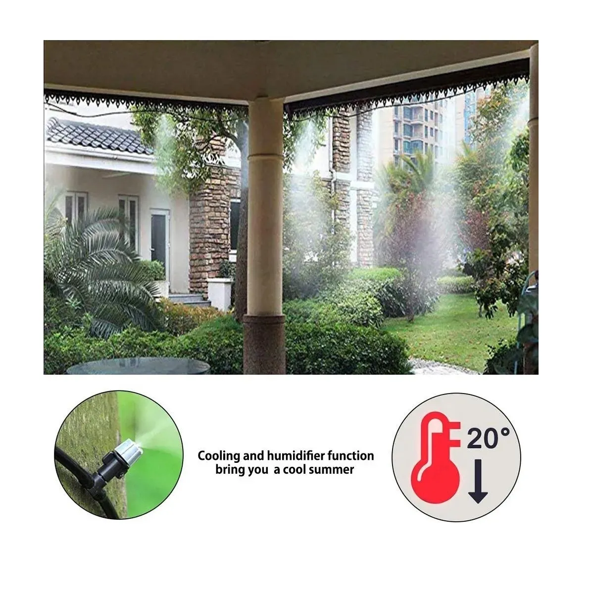 GENERICO - Sistema Manguera De Bruma Nebulizador De Patio