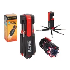GENERICO - Destornillador 8 En 1 Con Linterna Led Herramienta Multiuso