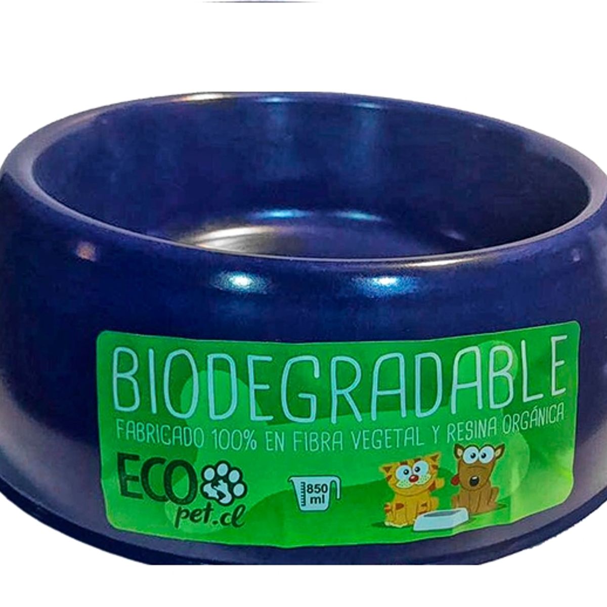 ECOPET - Plato mascota biodegradable bambu Ecopet redondo grande azul