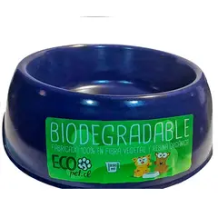 ECOPET - Plato mascota biodegradable bambu redondo grande azul