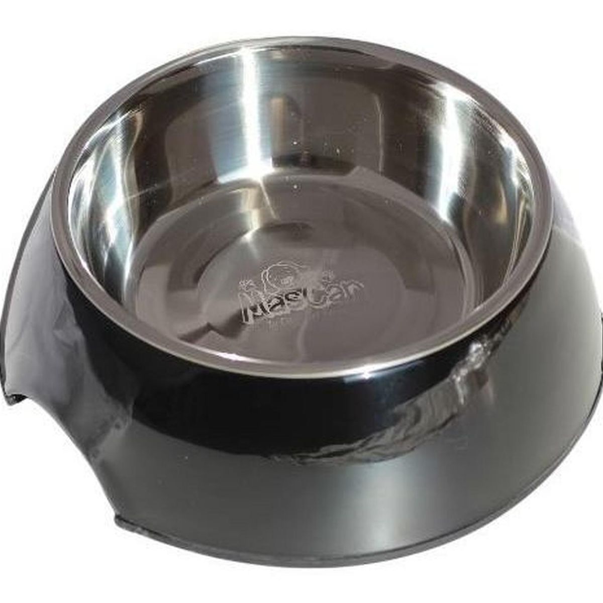 MASCAN - Plato Melamina Sólido Redondo Negro Talla L Perro