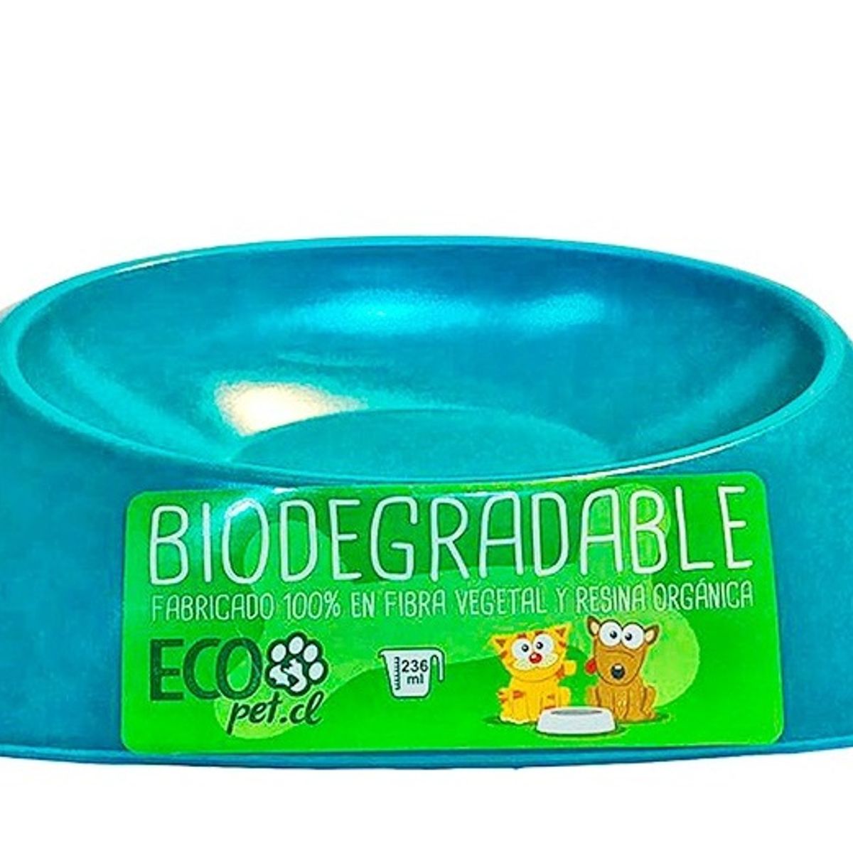 ECOPET - Plato mascota bio bamboo Ecopet ovalado pequeño turquesa