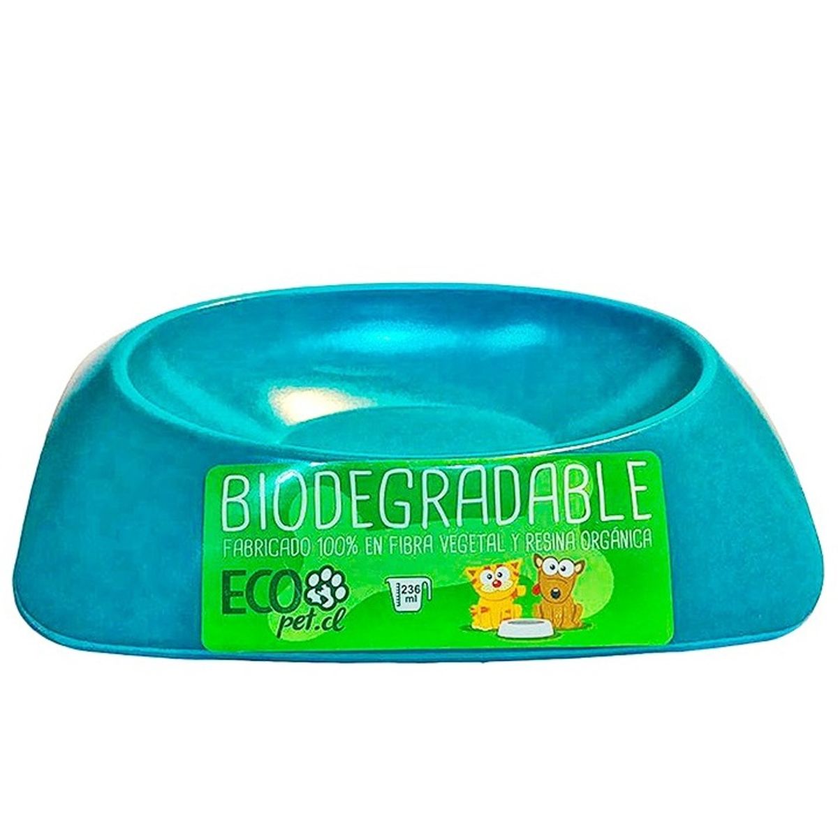 ECOPET - Plato mascota bio bamboo Ecopet ovalado pequeño turquesa