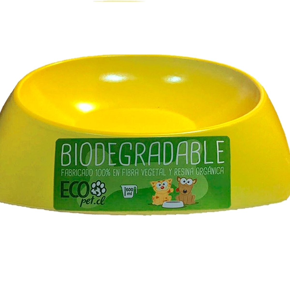 ECOPET - Plato mascota bio bamboo ecopet ovalado grande amarillo