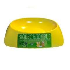 ECOPET - Plato mascota bio bamboo ovalado grande amarillo