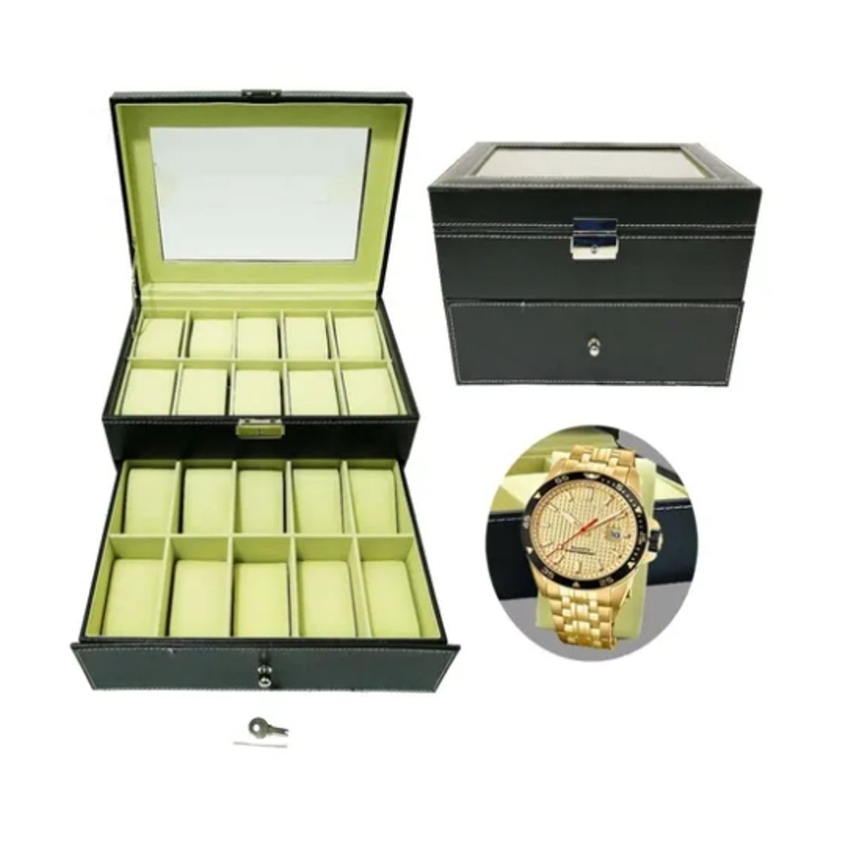 OFERTABKN - Caja Organizadora 20 Relojes Con Cajonera