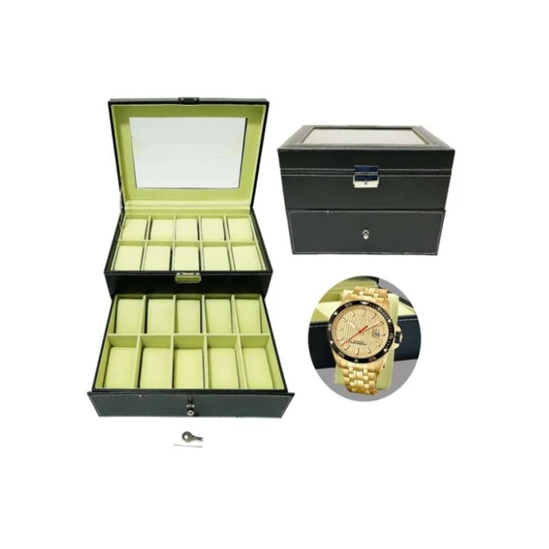 OFERTABKN - Caja Organizadora 20 Relojes Con Cajonera