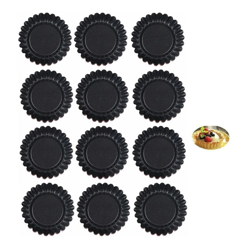 GENERICO - Pack 12 Moldes De Tartaleta Molde Tarta Individual Fija 10,5