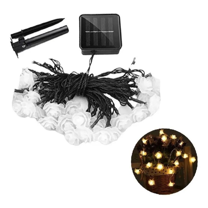 GENERICO - Guirnalda Luces Exterior Cascada Luces Solares Rosas Led 4m