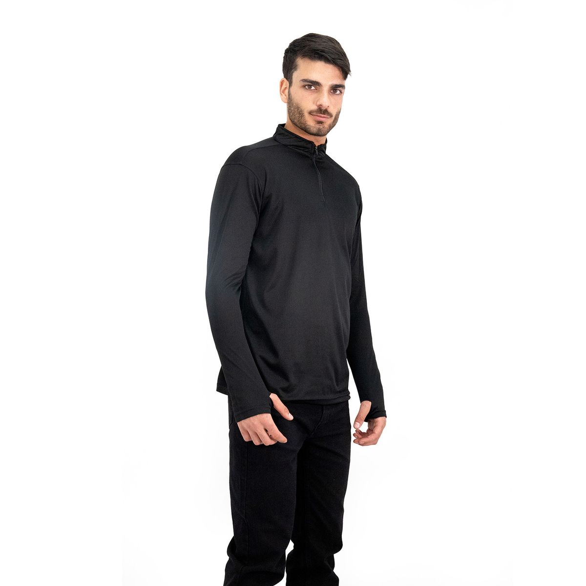 QUEBEC - Polera Quebec Half-Zip Negro Hombre