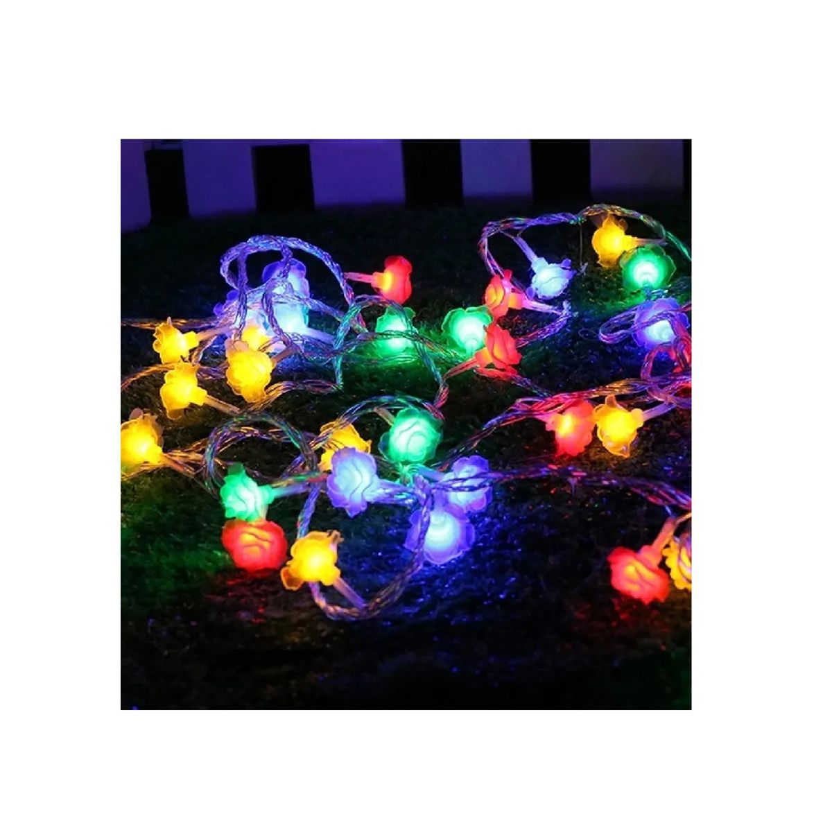 GENERICO - Guirnalda Luces Exterior Cascada Luces Solares Rosas Led 5m