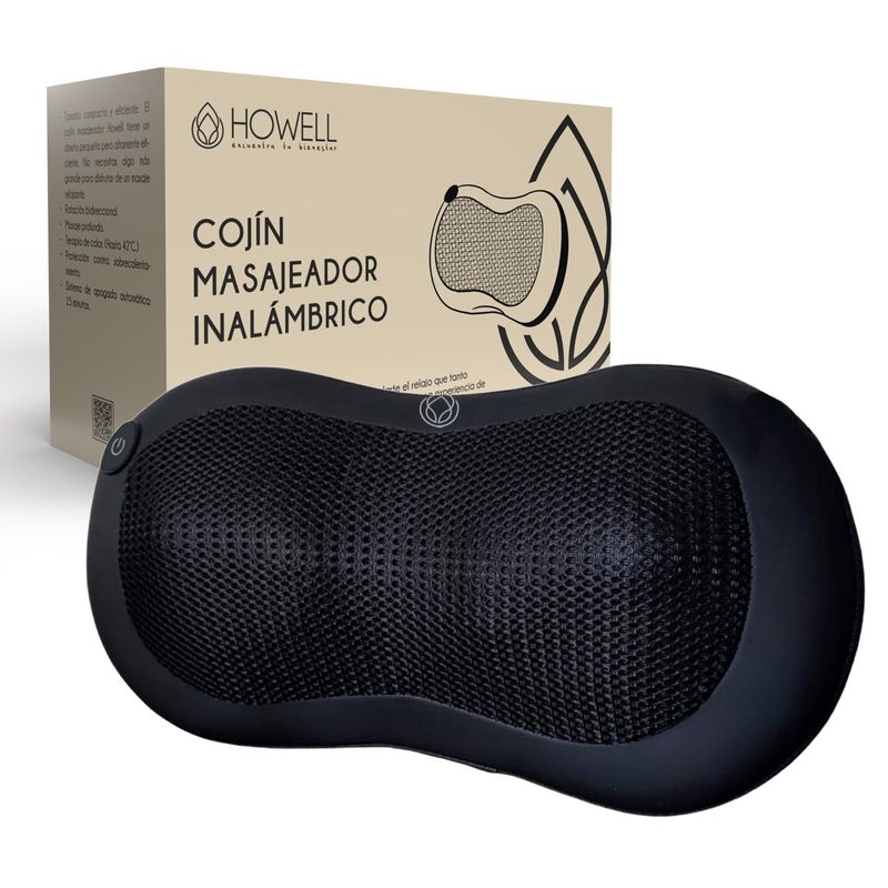 HOWELL - Cojín Masajeador Inalámbrico Howell Almohada Masaje Calor